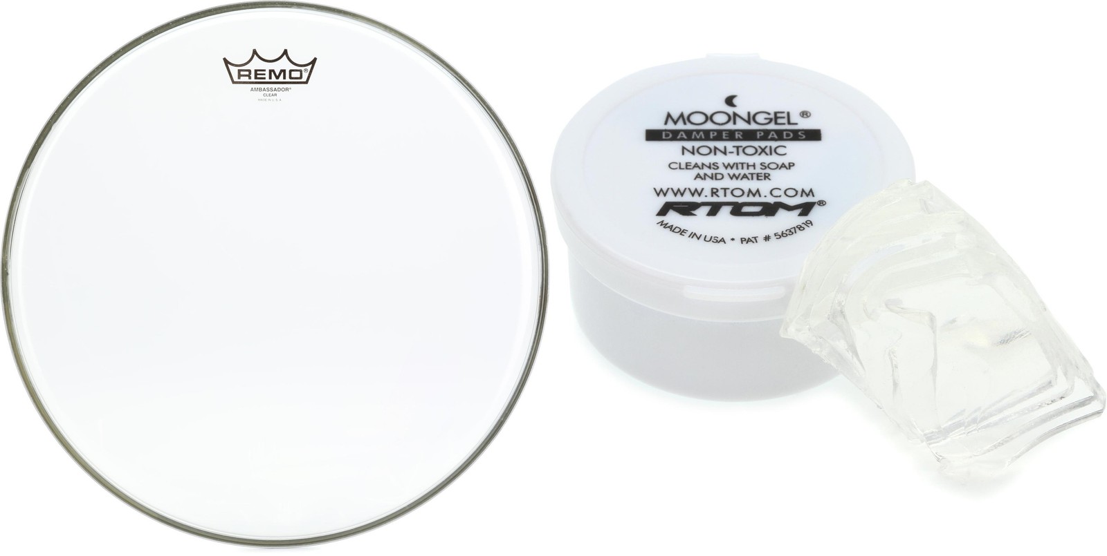 Remo Ambassador Clear Drumhead - 14 inch + RTOM MGC Value Bundle