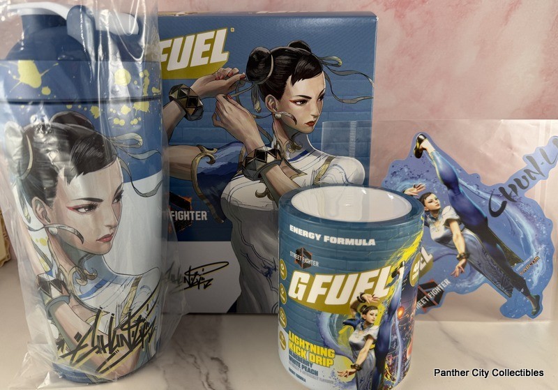 New G FUEL Street Fighter Chun Li Collector's Box 40 Serving Tub Shaker Sticker