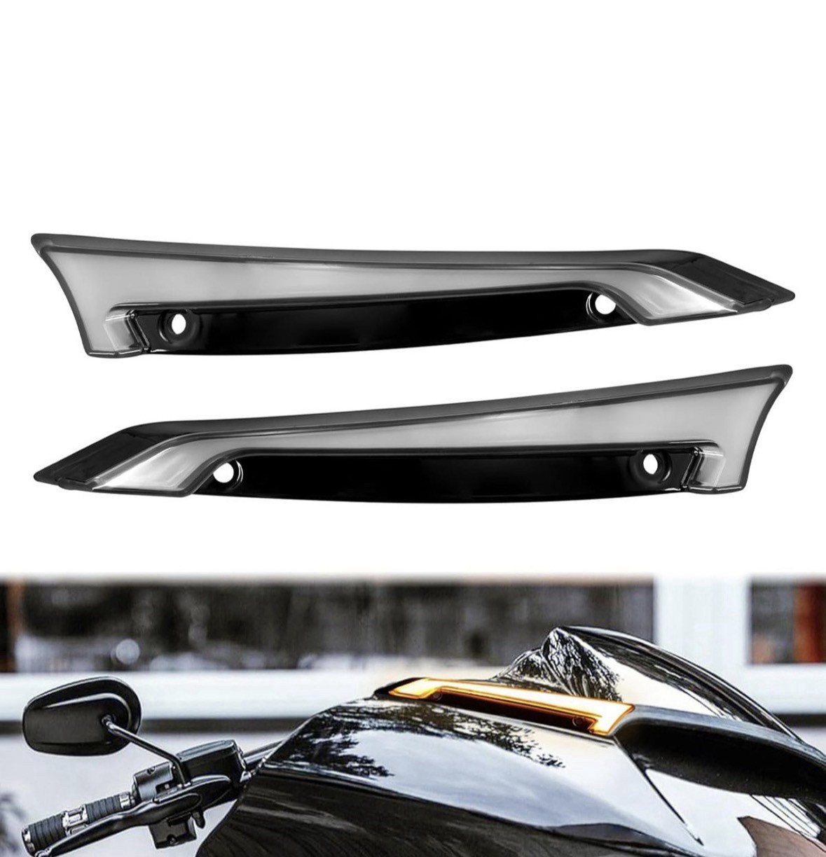 Windshield Side Trim LED Light Turn Signal Running Lamp Fit for Road-Black