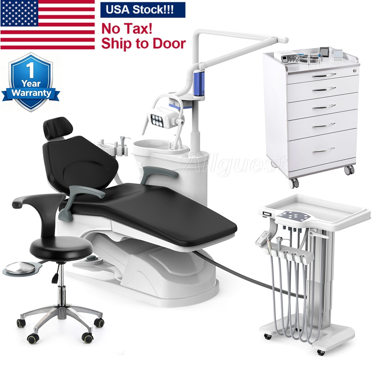 Dental Unit Chair Integral Computer Control DC Motor/Mobile Cabinet 4 Drawers