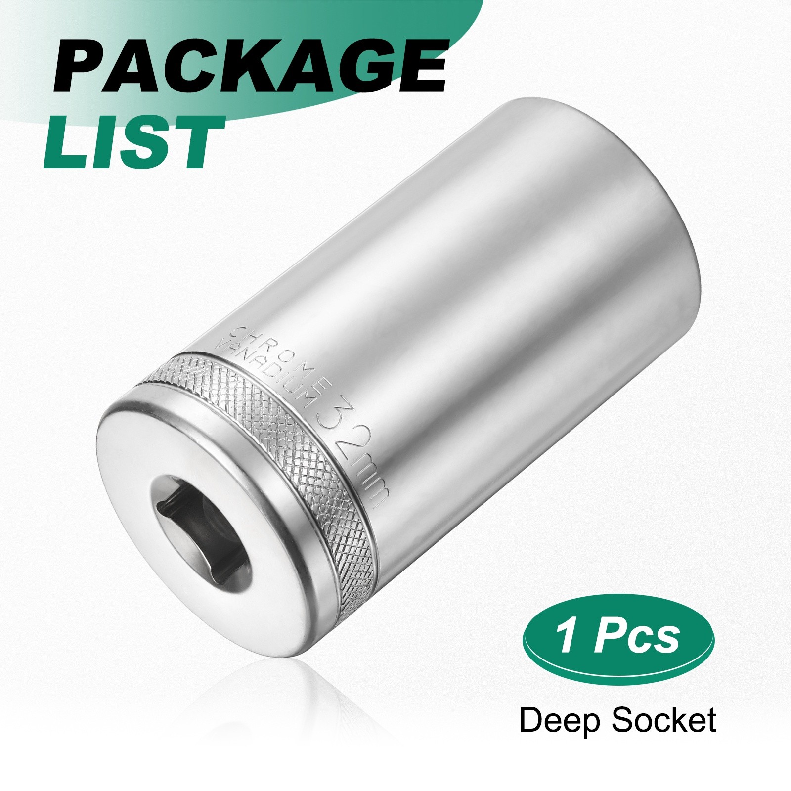 6 Points Deep Socket 1/2" Drive 32mm Nickel Plating Hex Socket 3.1" Long