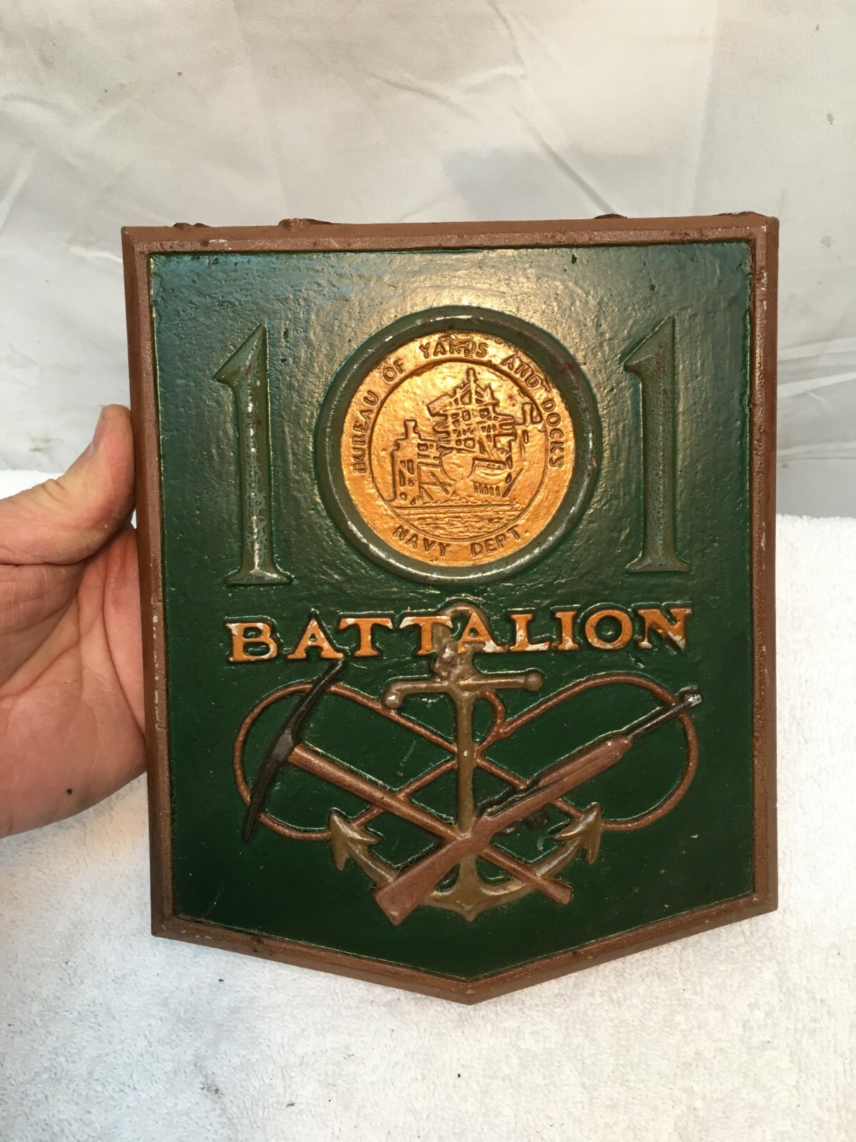 VTG Brass Plaque 101st Bat U.S.N.C.B. DEPARTMENT OF JUSTICE