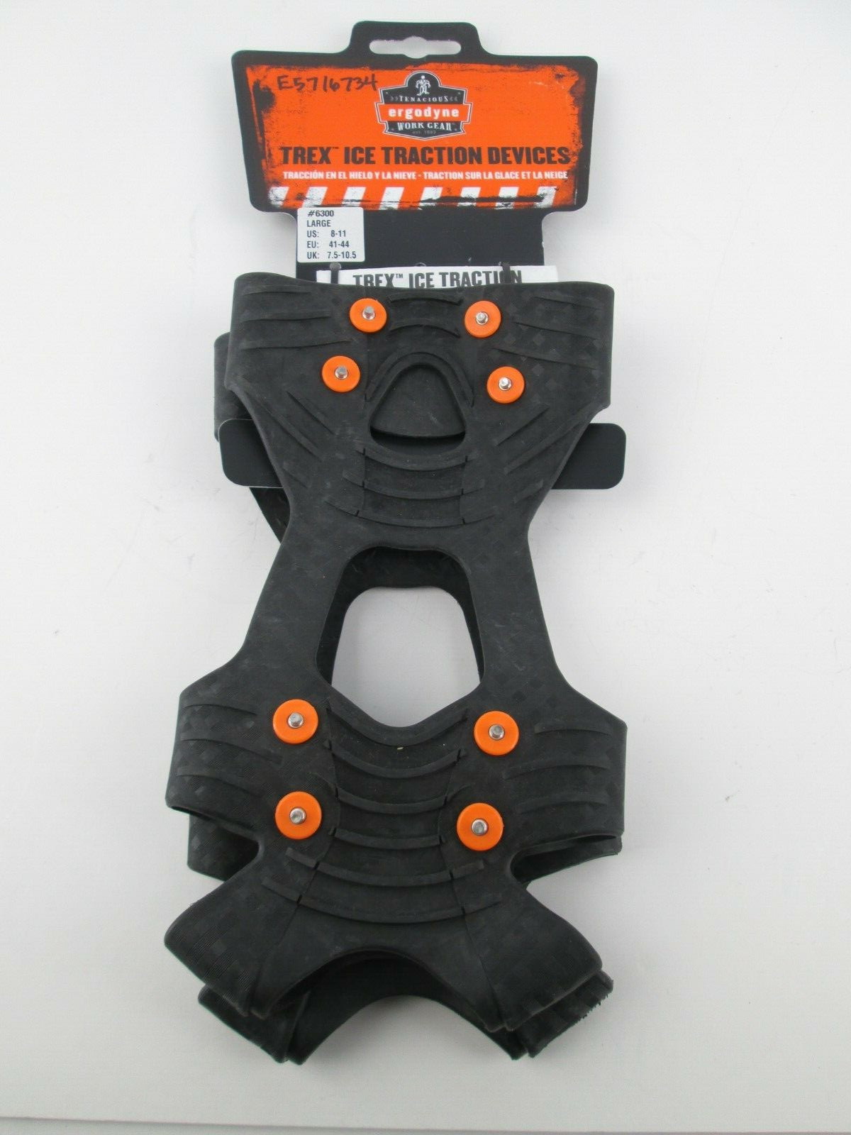 Ergodyne #6300 Trex Ice & Snow Traction Grips Sz Large: SIZE 8-11 Black New