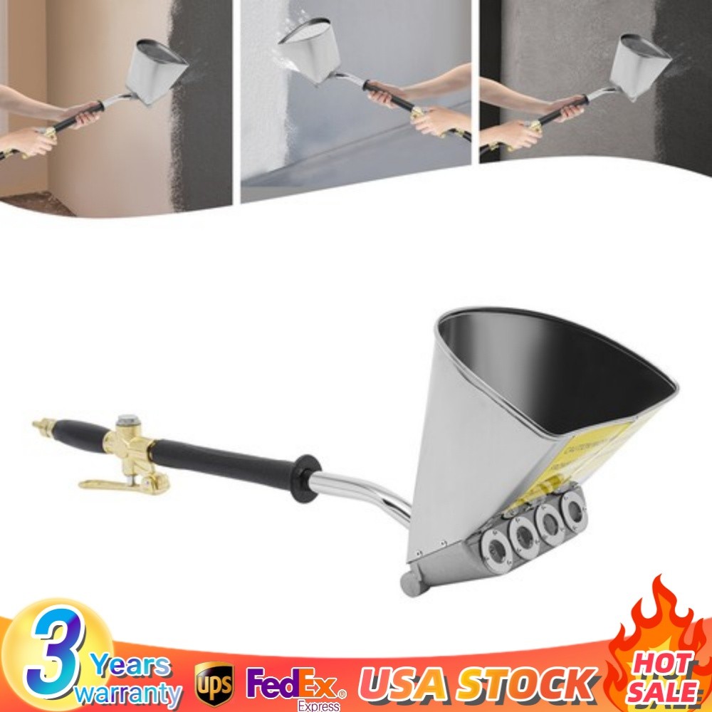 Stucco Sprayer Cement Plaster For Wall Mortar Spray 4 Jets Hopper Gun Paint Tool