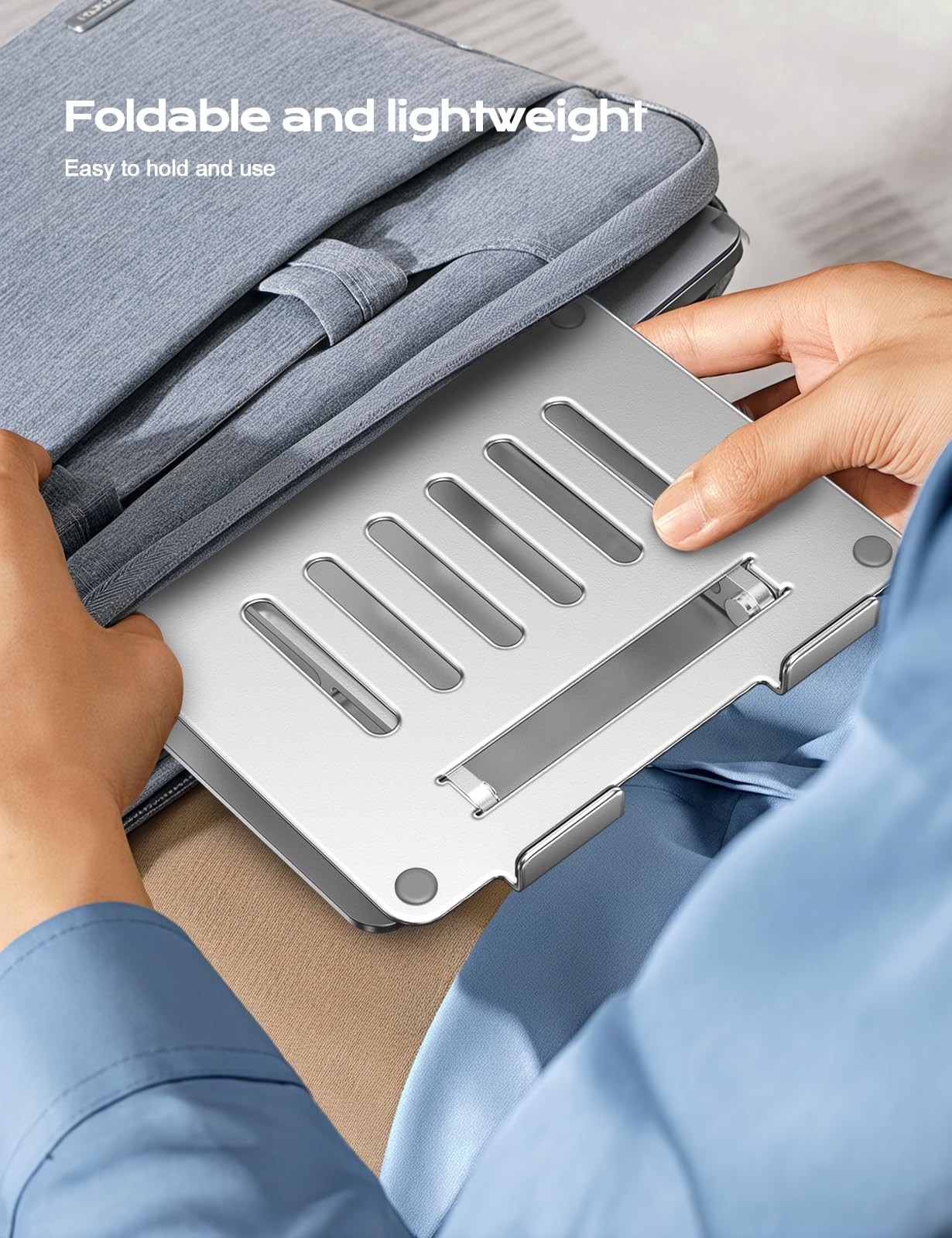 Adjustable Aluminum Laptop Stand Portable Riser Foldable Silver 1015.6 Inch