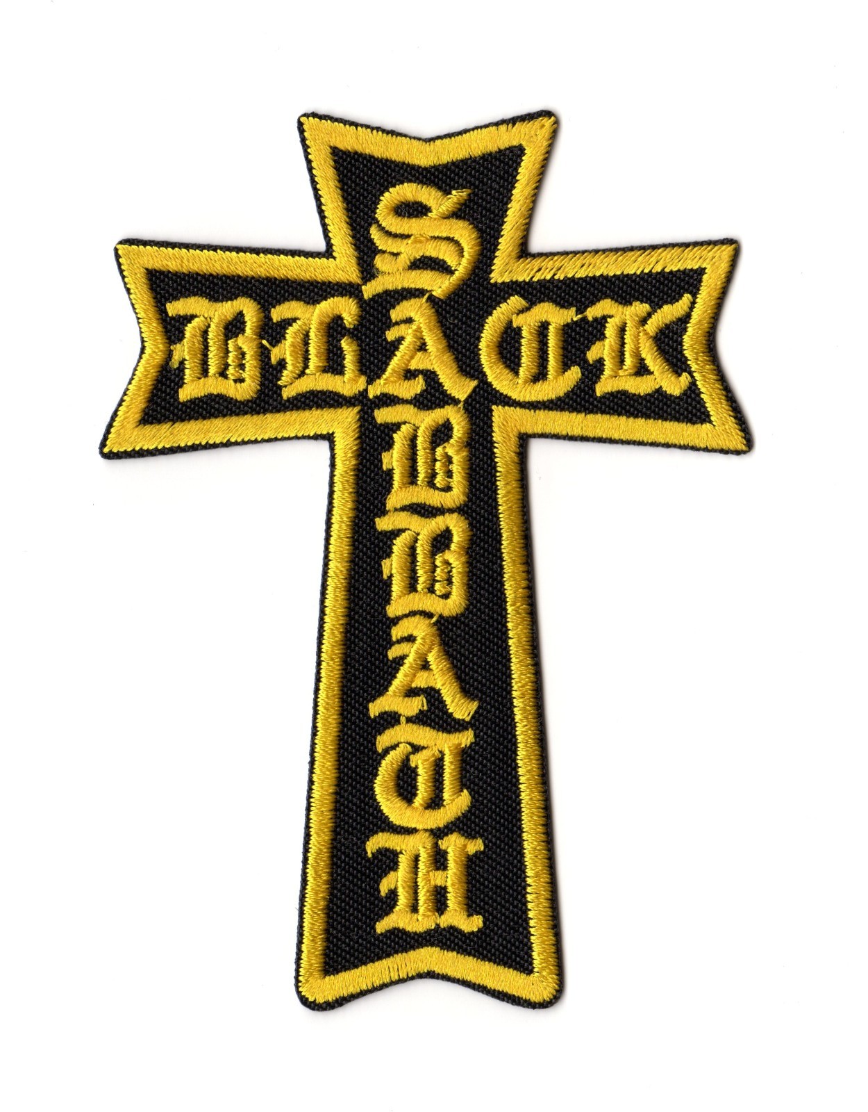 Black Sabbath Patch Cross Embroidered Iron On Band Yellow Logo Heavy Metal
