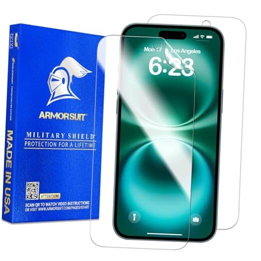 2 Pack for iPhone 16 Screen Protector Case iPhone 16 6.1" Case Friendly