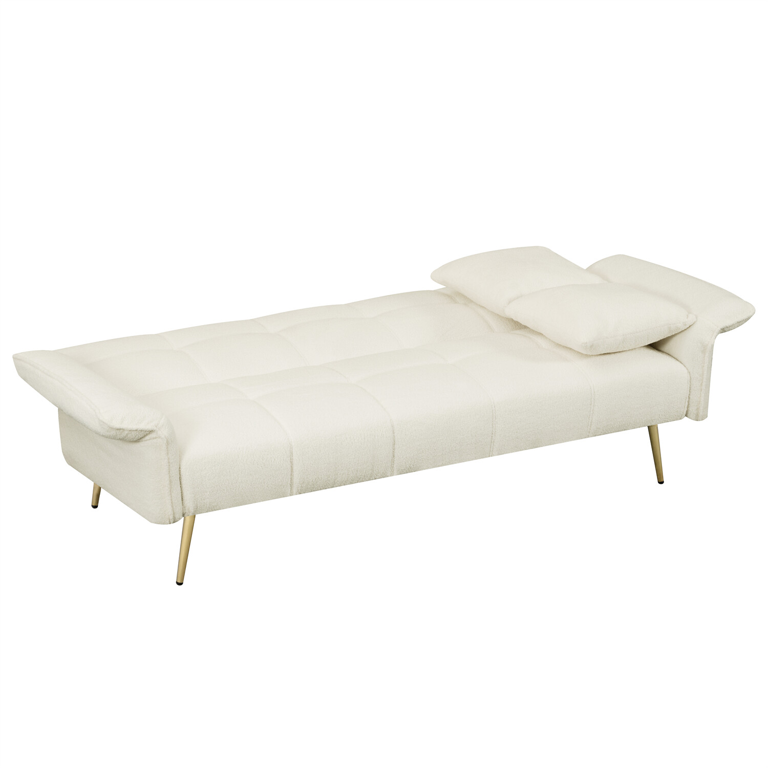 Beige Convertible Sleeper Sofa Bed Couch Futon Sofa Bed Folding Recliner Sofa US
