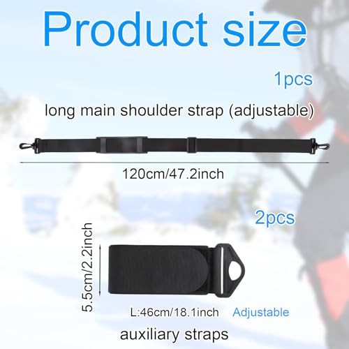 3pcs Snowboard Shoulder Strap Ties & Auxiliary Binding Straps Set, Adjustable