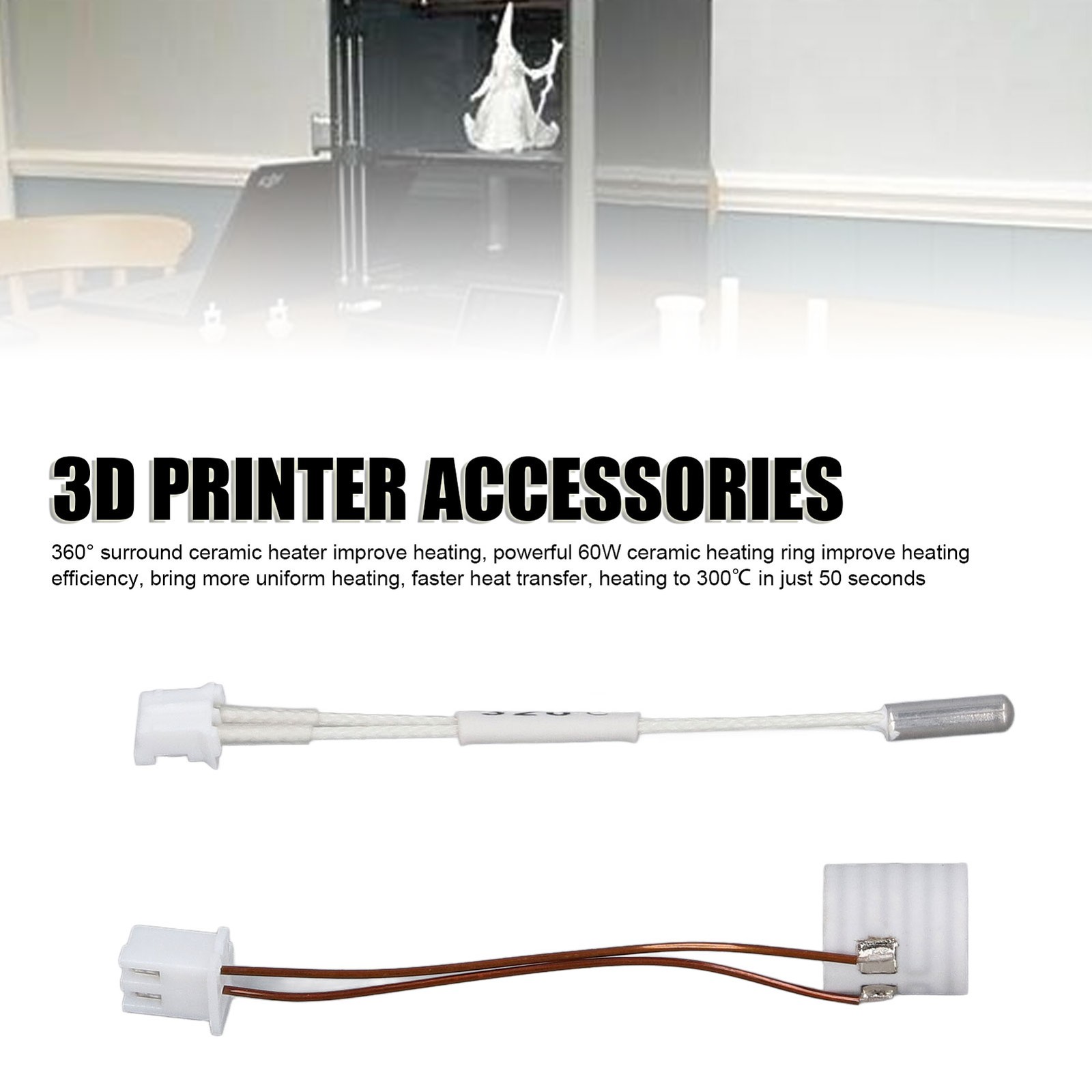 Ceramic Heater Thermistor Kit 60W For K1/K1 Maximum 3D Printer Hotend