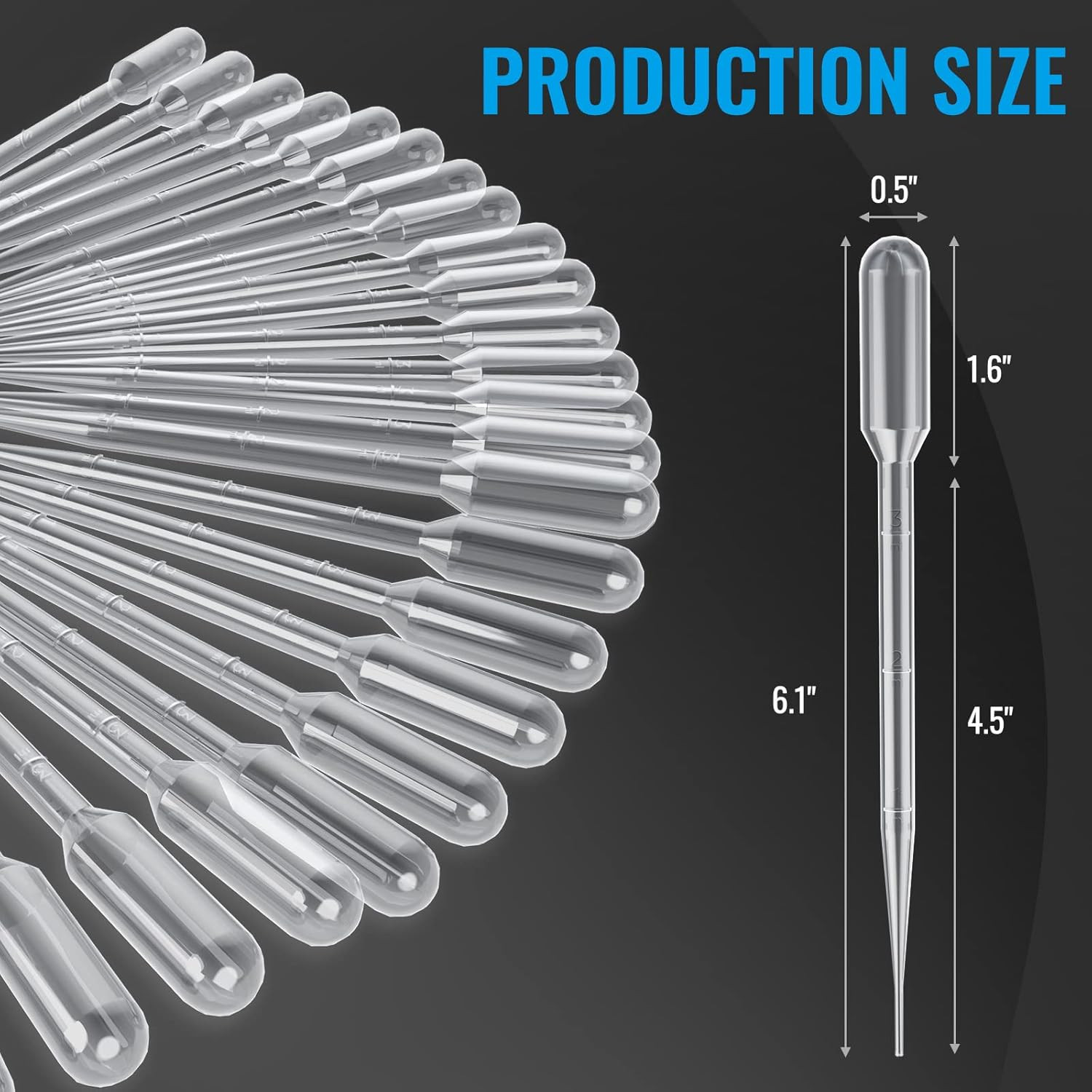 100Pcs 3Ml Disposable Plastic Transfer Pipettes Calibrated Dropper for Scienc...