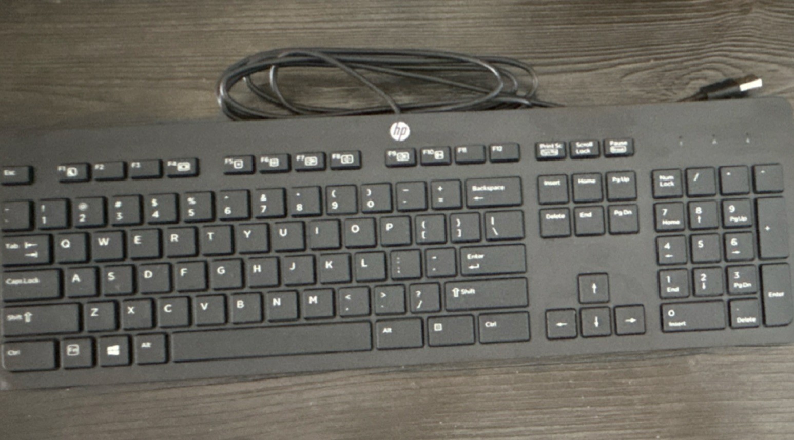 HP USB Slim KB Wired USB Keyboard Black QWERTY English Plug & Play PHOU