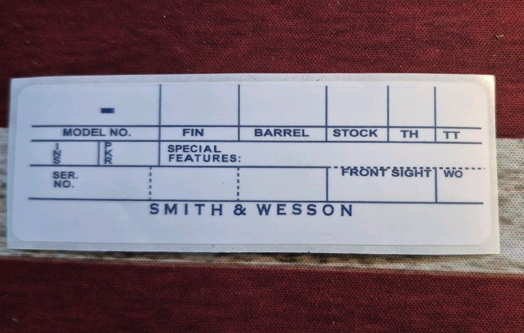 Smith & Wesson Blank  Box Label set of 7 New 3.75" x 1.25" S&W Labels  Free Ship