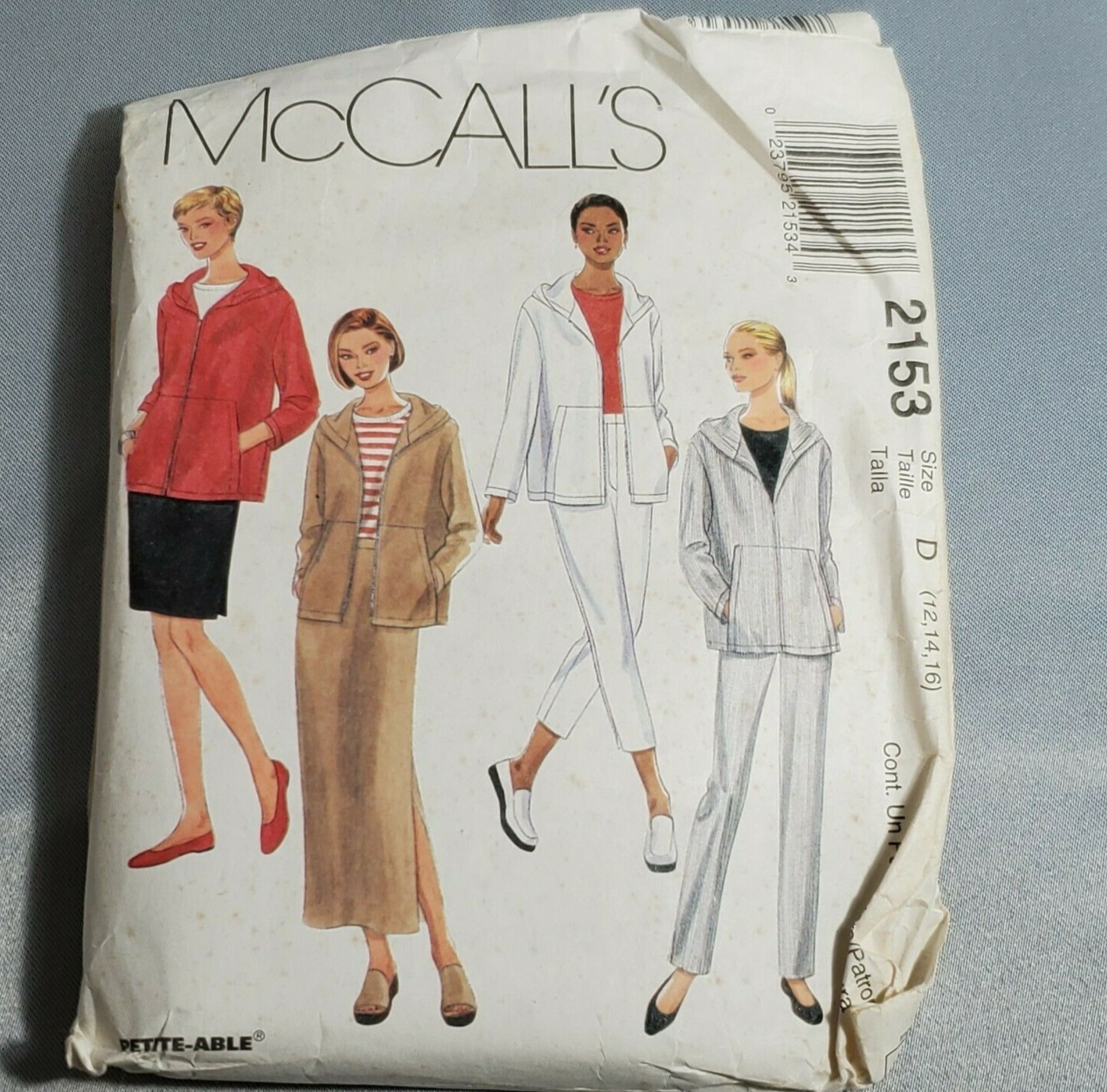 McCalls Pattern 2153 Casual Unlined Jacket Skirt Pants 2 Lengths CUT Sz 16