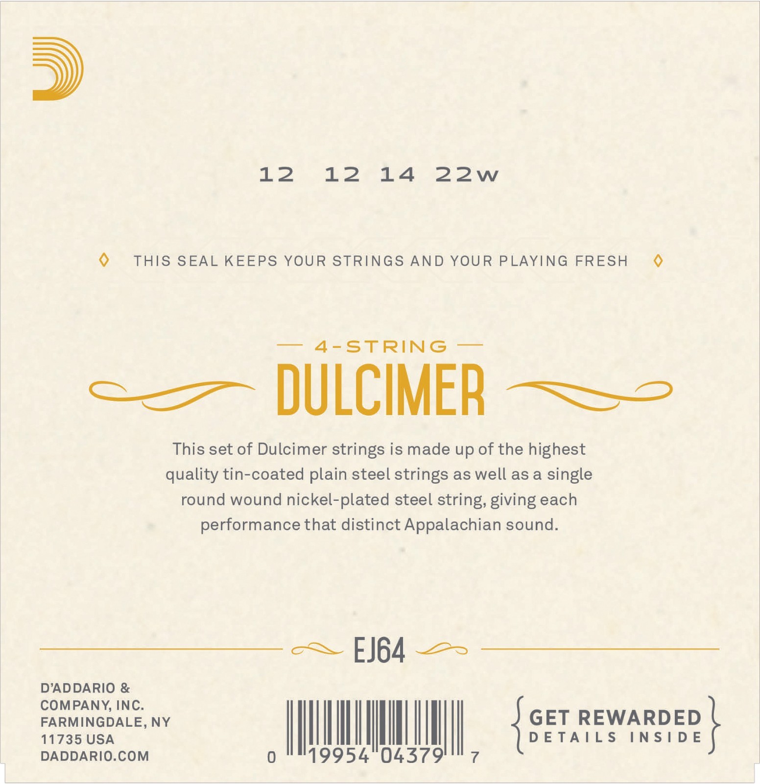 D'Addario EJ64 4 String Dulcimer Strings