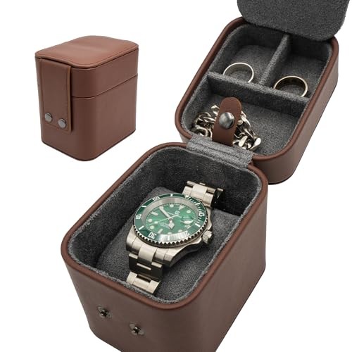 Penitent Man Leather Watch Travel Case for Men - Smart Watch Jewelry Brown