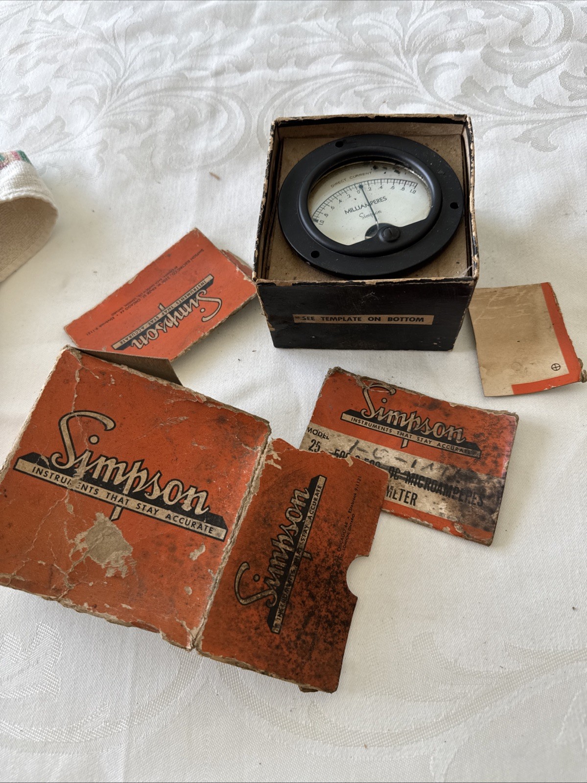 Simpson DC 0-20 Milliamperes Panel Meter With Mounting Hardware Original Box