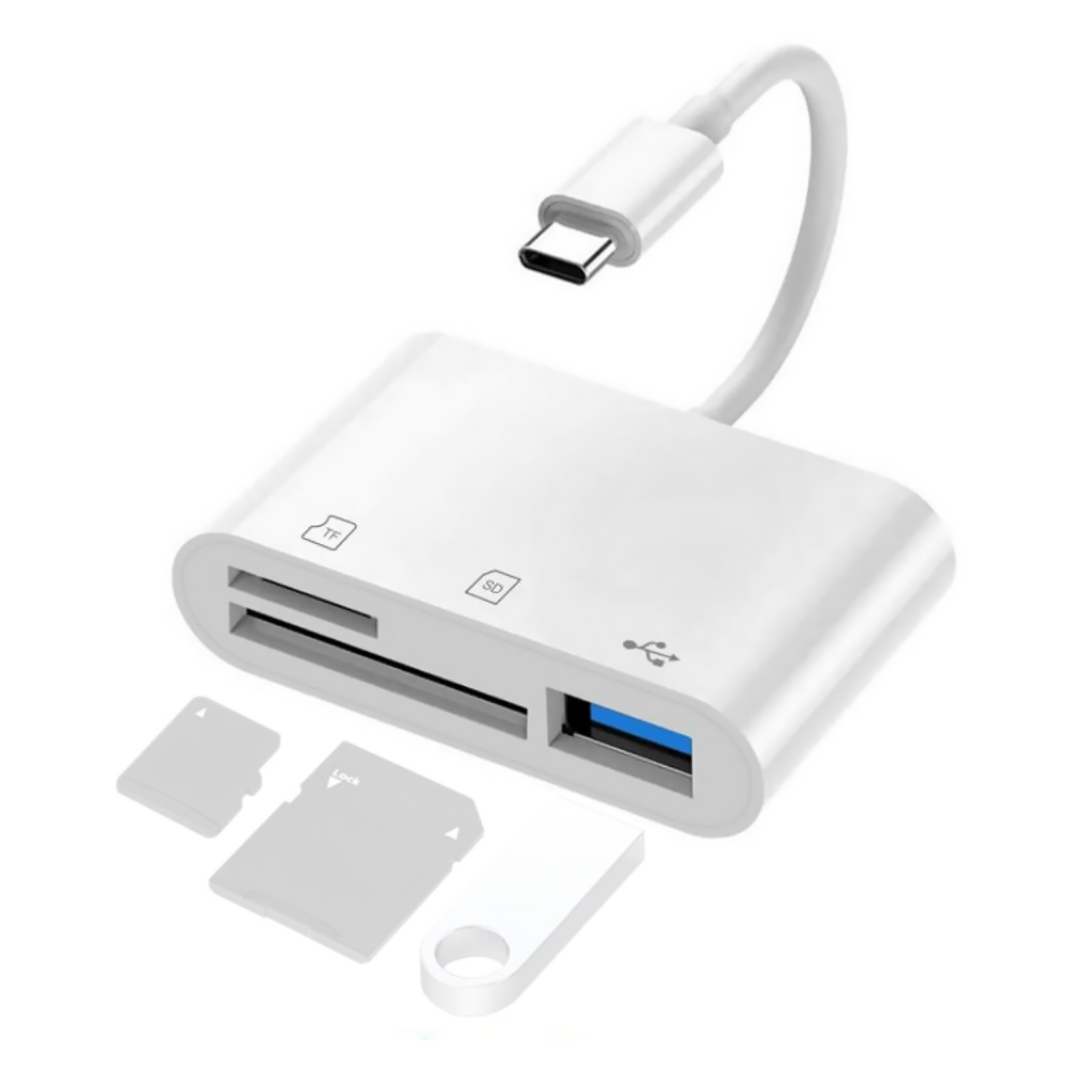 3-Port USB Type C to Card Reader Adapter SD Card Reader For MacBook Pro Laptop G