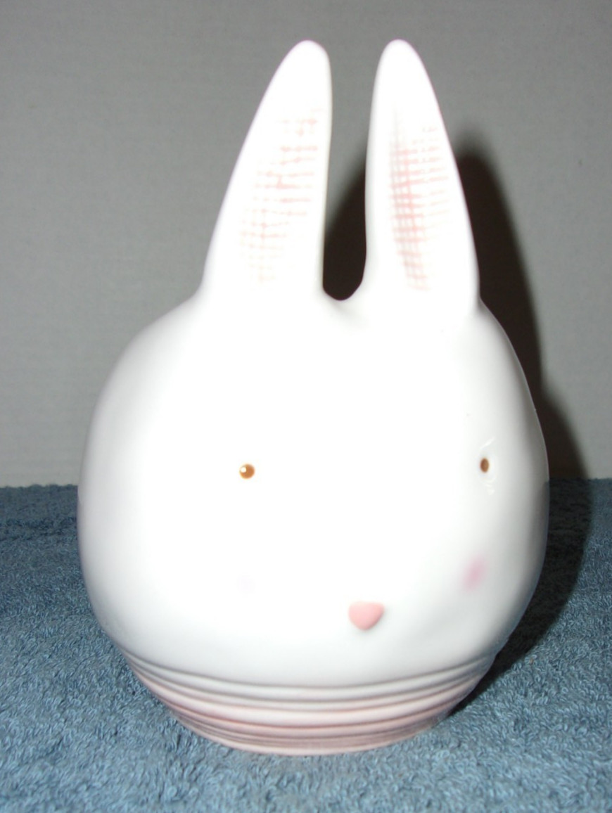 CUTE WHITE BUNNY RABBIT HEAD CERAMIC PLANTER CANDY DISH