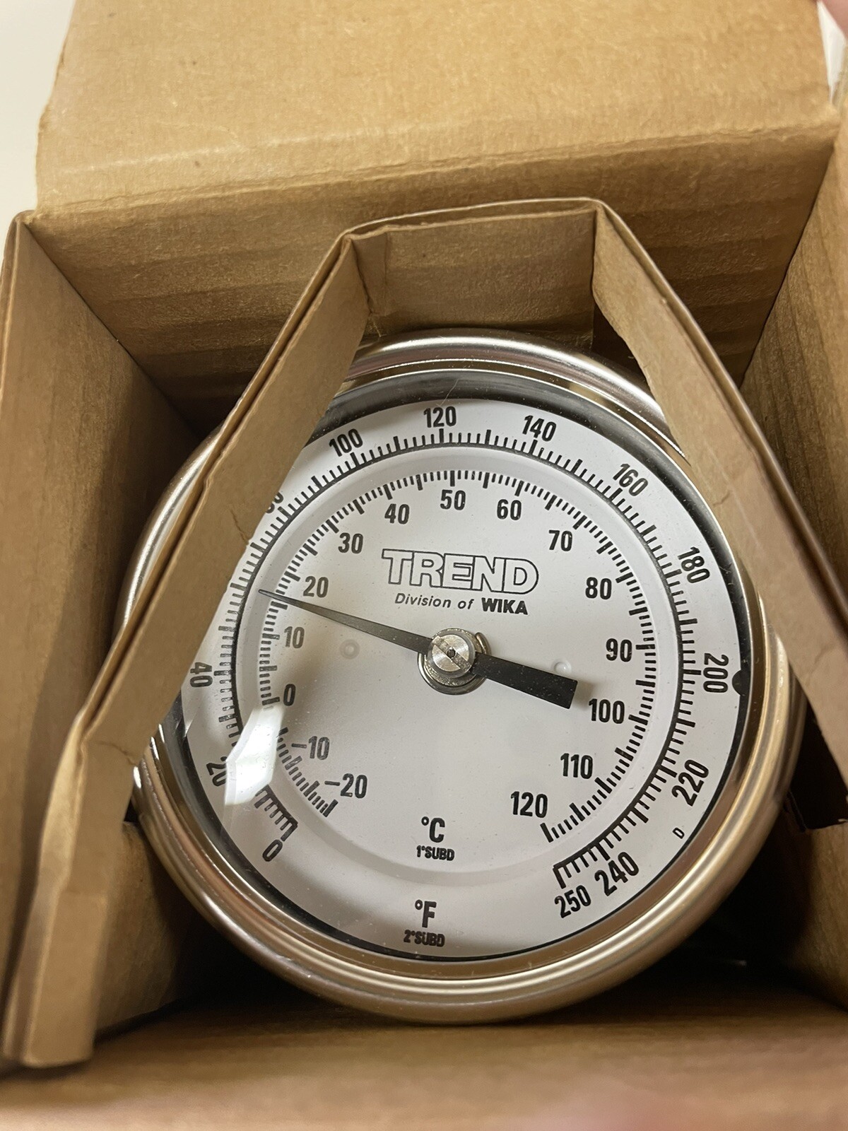 Wika Trend 6" BiMetal Thermometer 1/2" NPT, 0-250F, Adjustable Angle