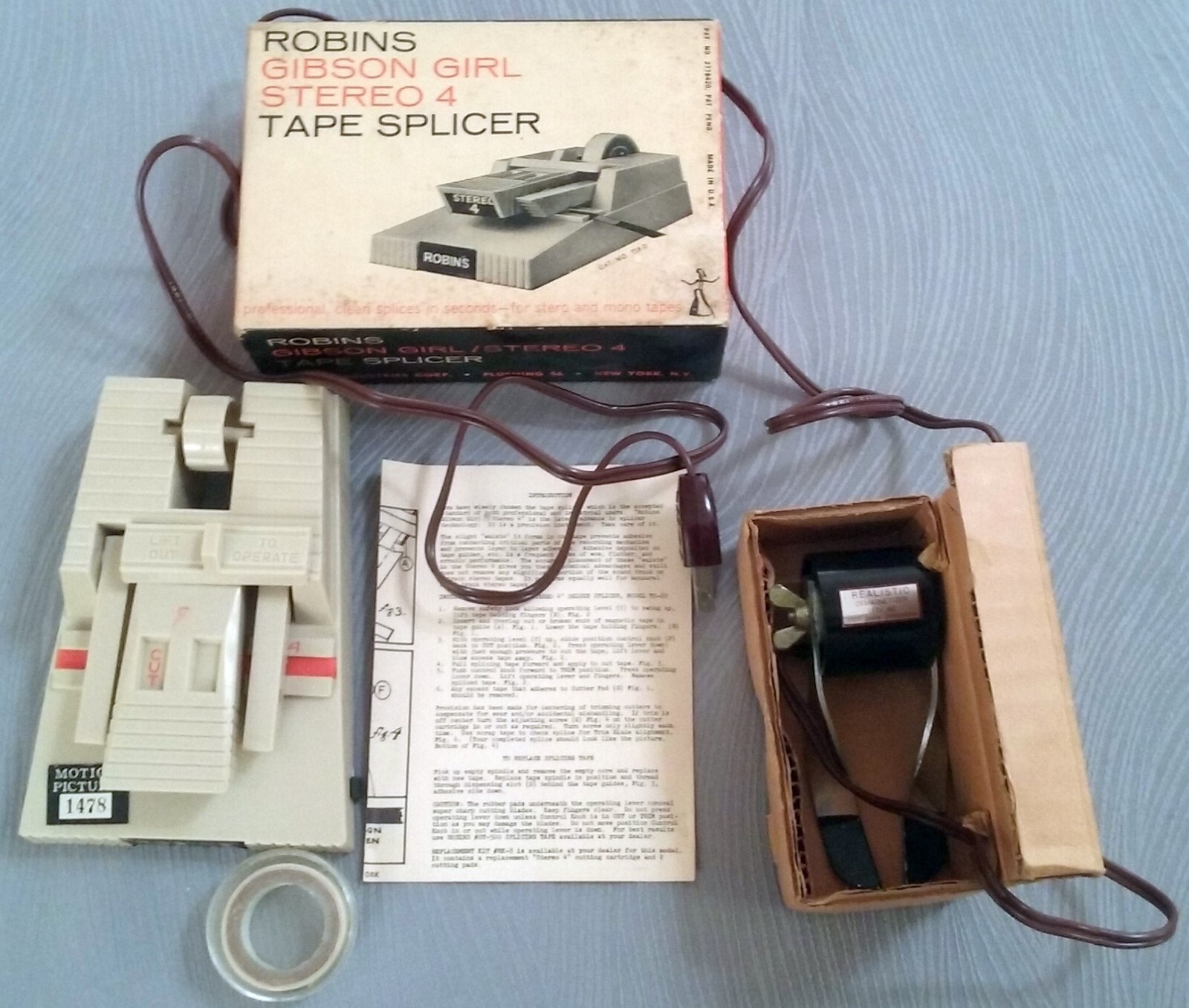 Vintage Radio Shack Realistic Demagnetizer 117V & Robins Gibson Girl Tape Splice