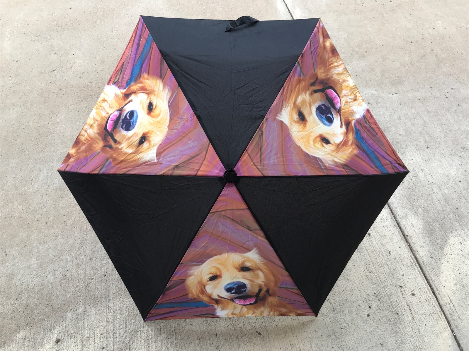 Golden Retriever Compact Umbrella - Never Used - Cute! 40” Coverage - Fast Ship