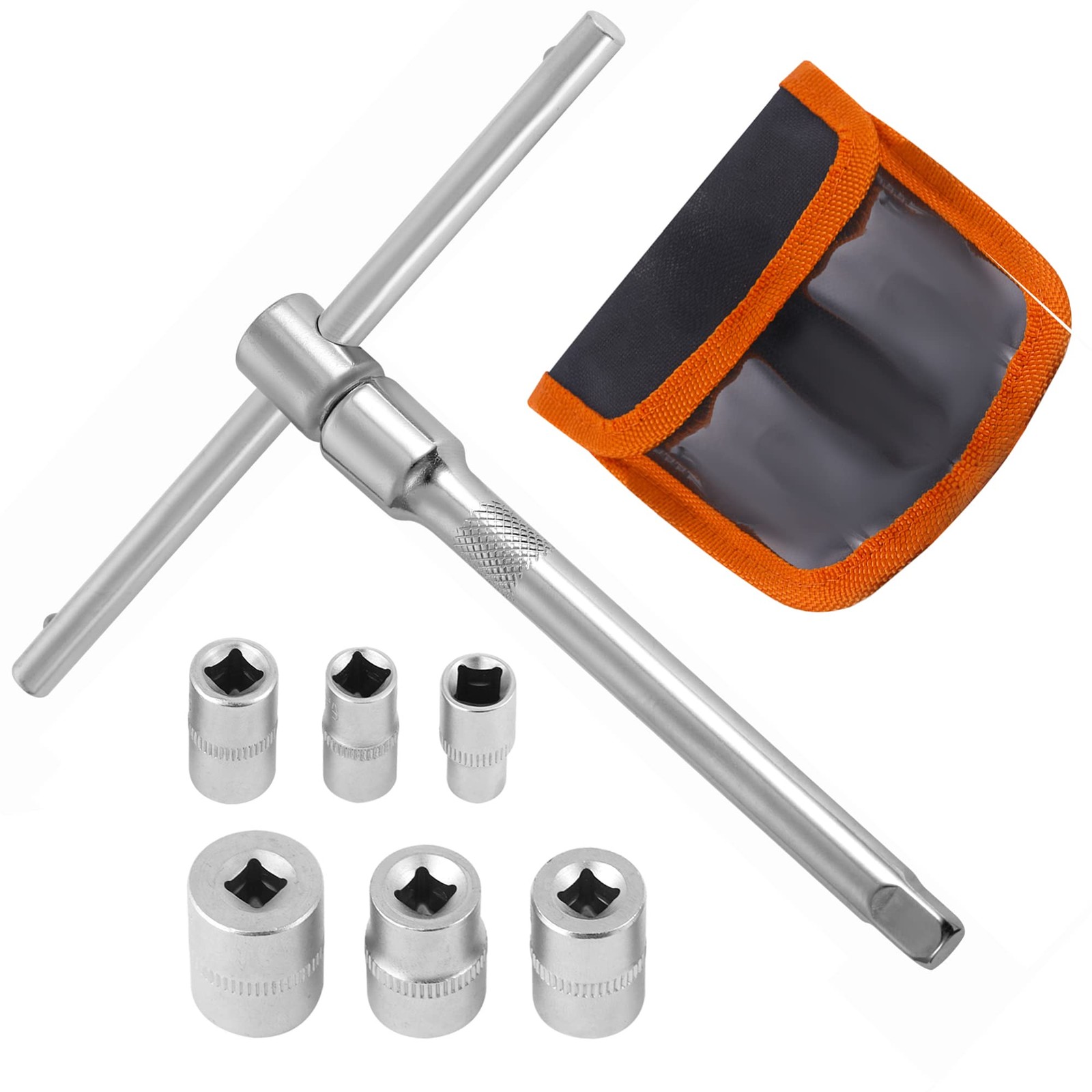 Folding Mini 1/4" Drive T-Handle Socket Wrench Set,Small T-Handle Home Repair...