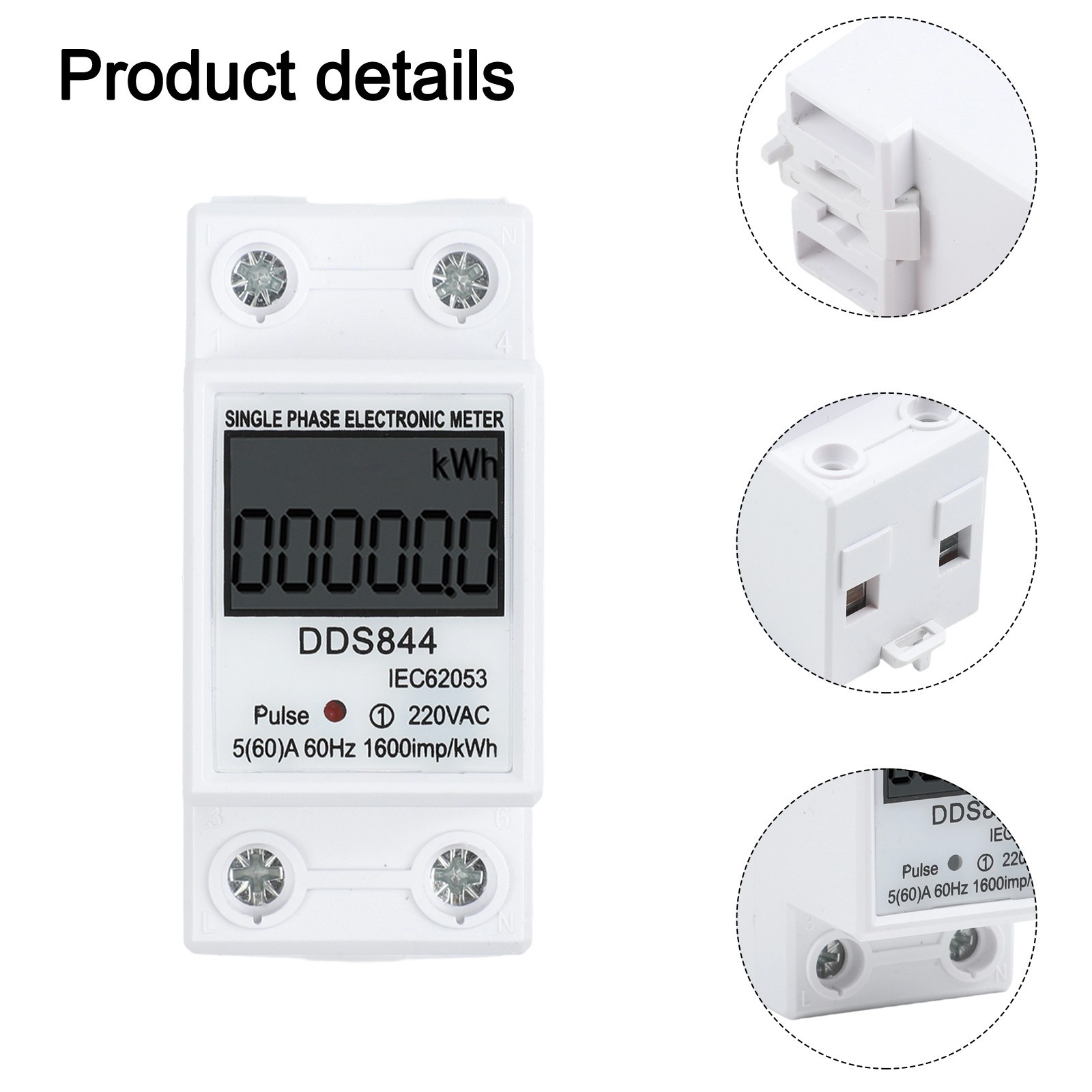 Functional Energy Meter Single-phase Plastic Easy To Install Efficient