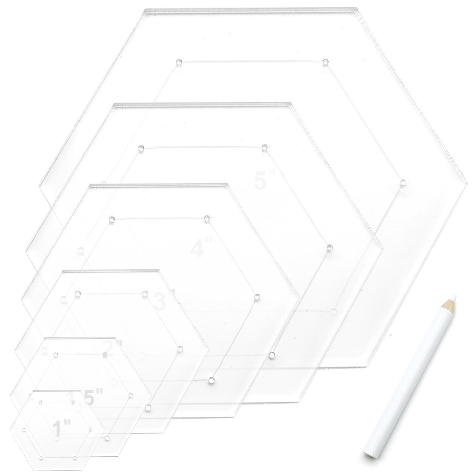 7 Pieces Hexagon Quilting Template with Tailors Chalk 5.9 inches