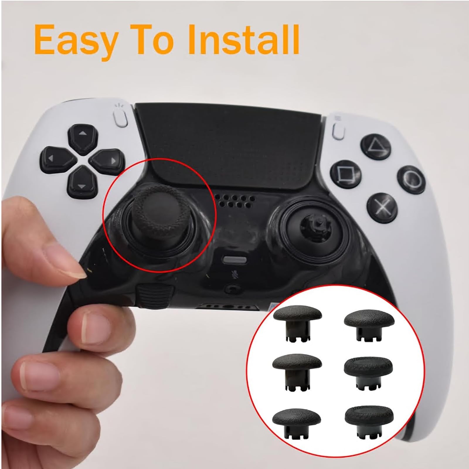 Dualsense Thumbsticks for PS5 Edge Controller - Swappable Joystick Caps (Black)