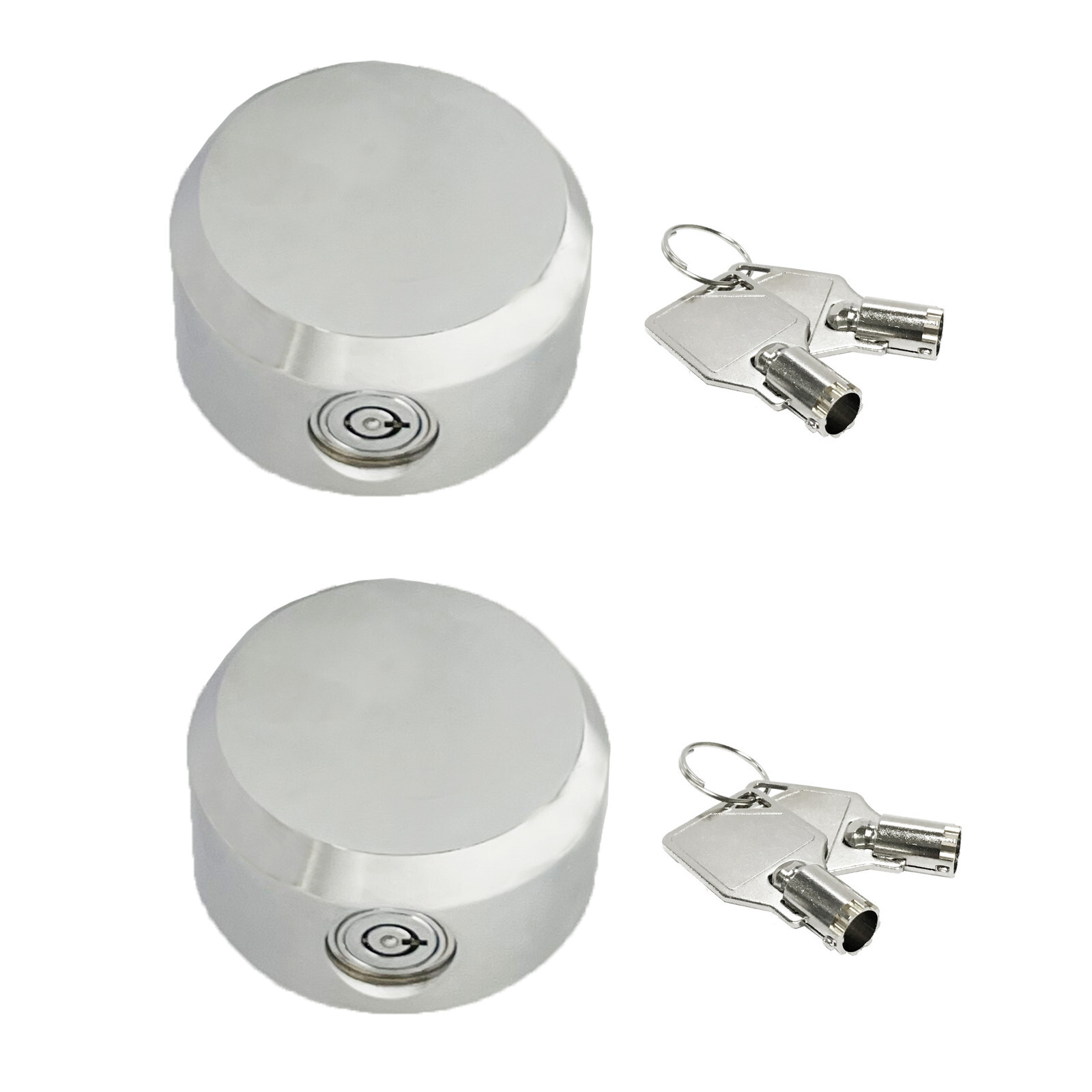 Lot of 2 Hidden Shackle Hockey Puck Round Padlock Van Trailer Tubular Key