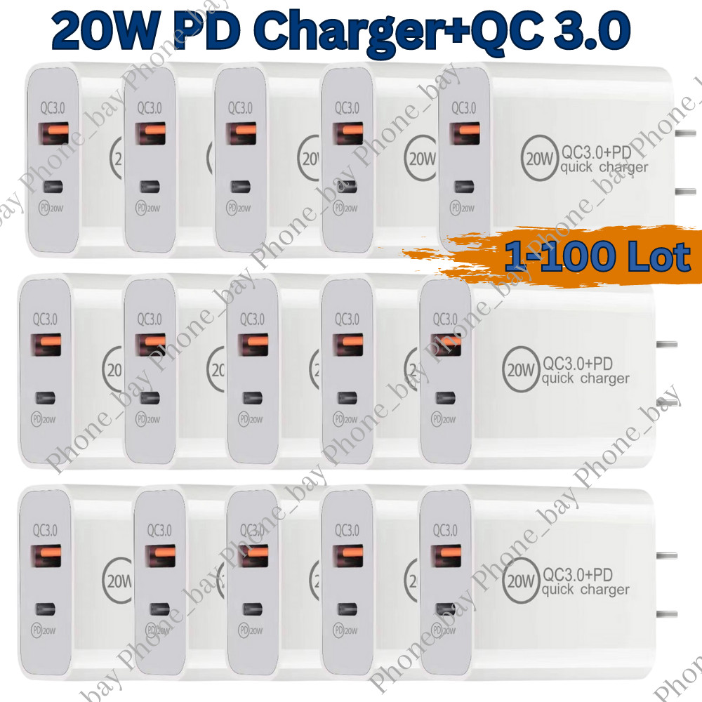 Lot 20W PD QC Fast Charger USB C Power Adapter Block For iPhone 14 13 12 11 XR 8