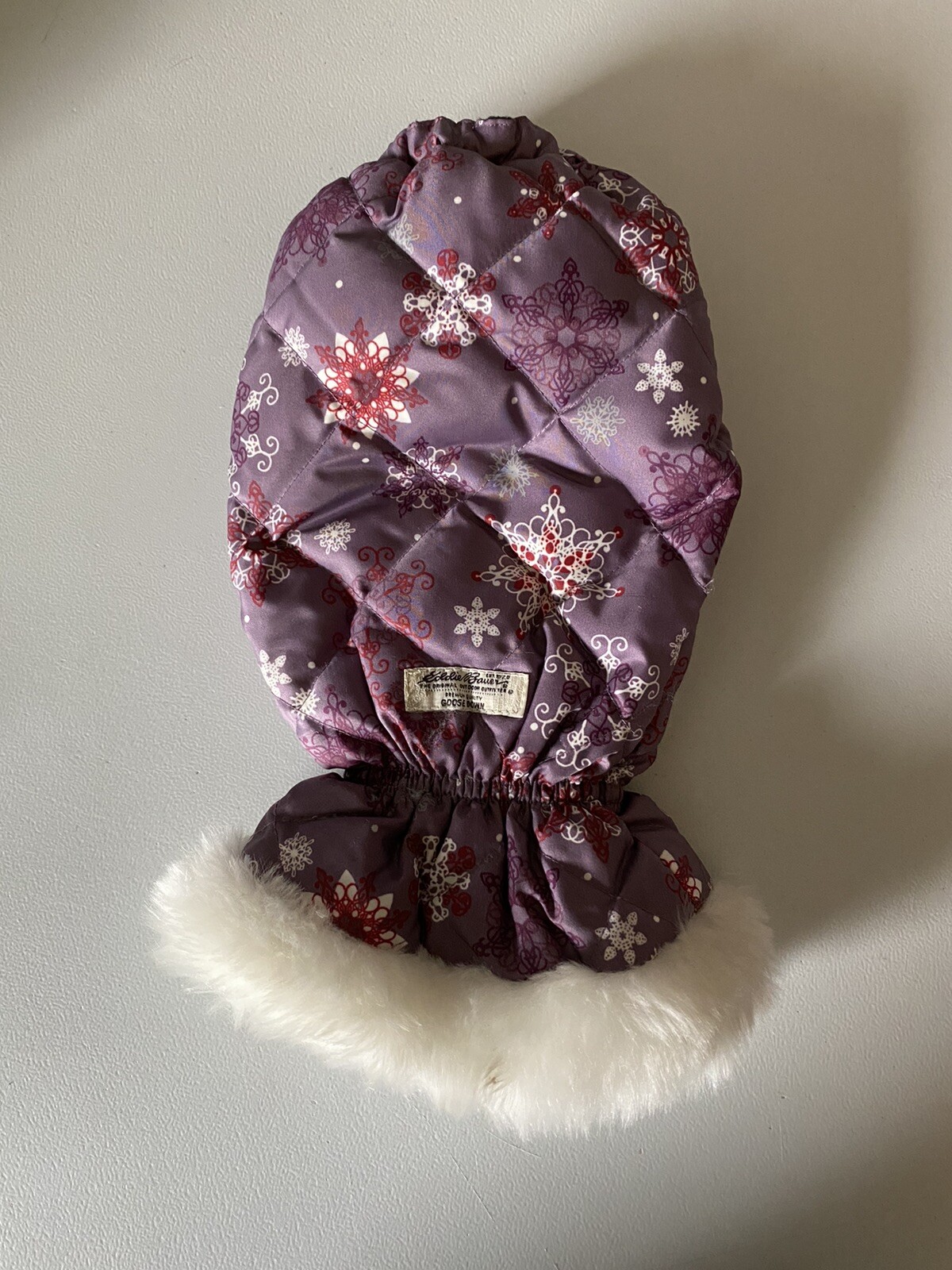 Eddie Bauer Purple Snowflake Goose Down Ice Scraper Mitt Glove