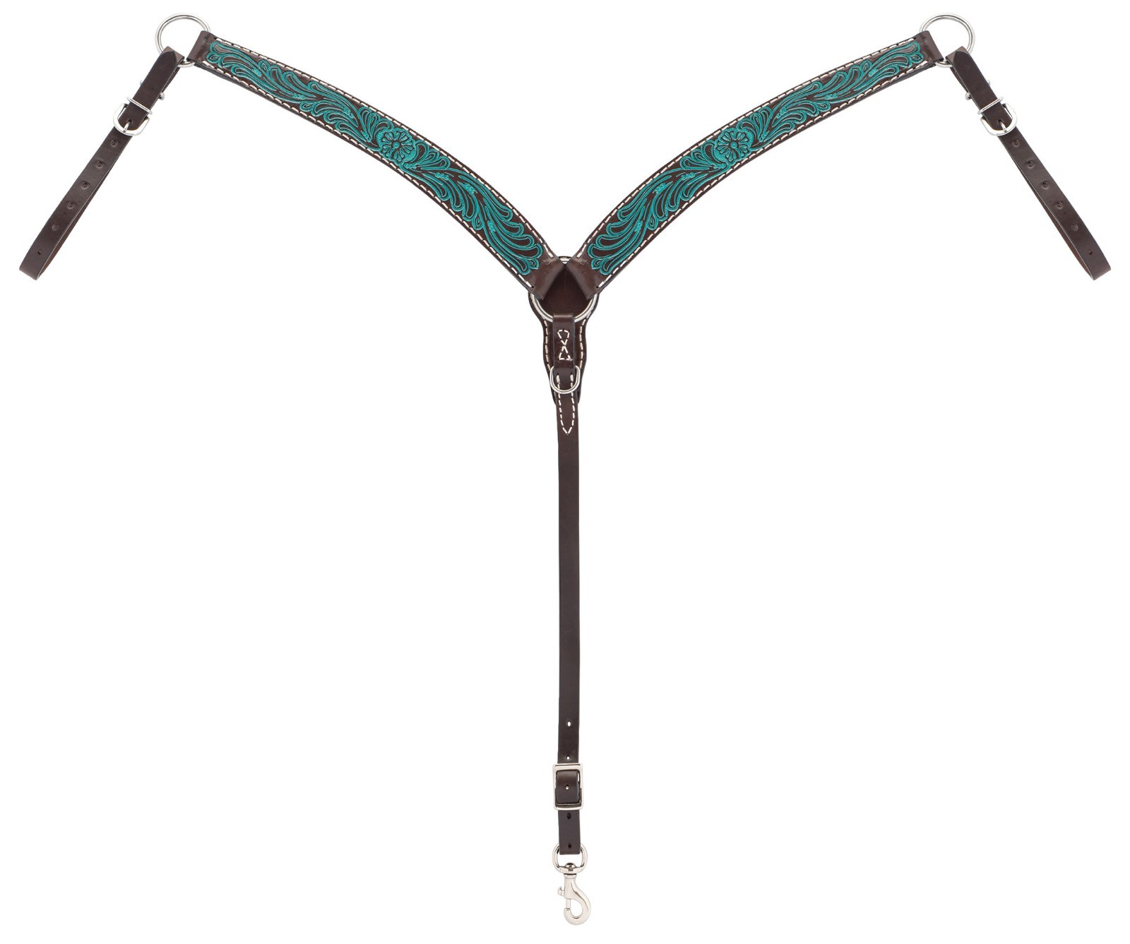 Turquoise Cross Carved Turquoise Flower Contoured Breast Collar