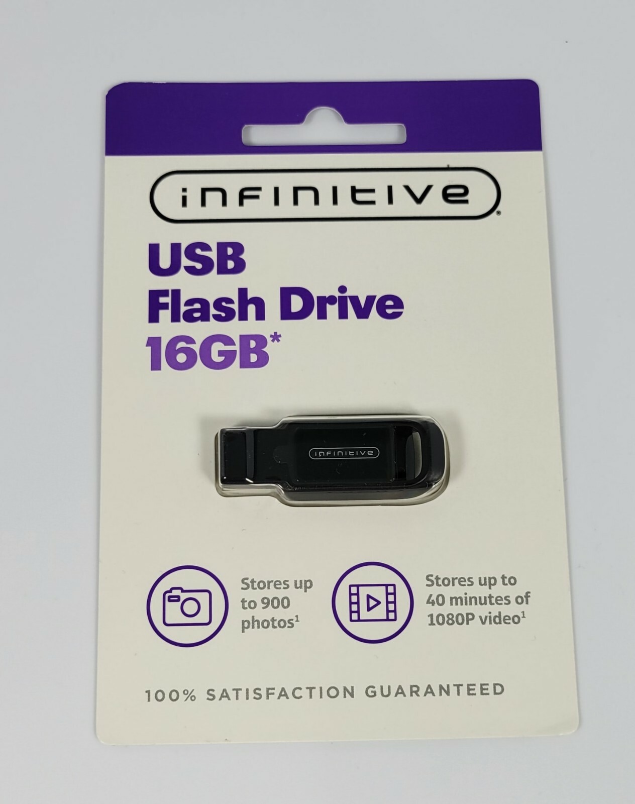 INFINITIVE USB FLASH DRIVE 16GB. 900 photos/40 minutes of video ready.  B4