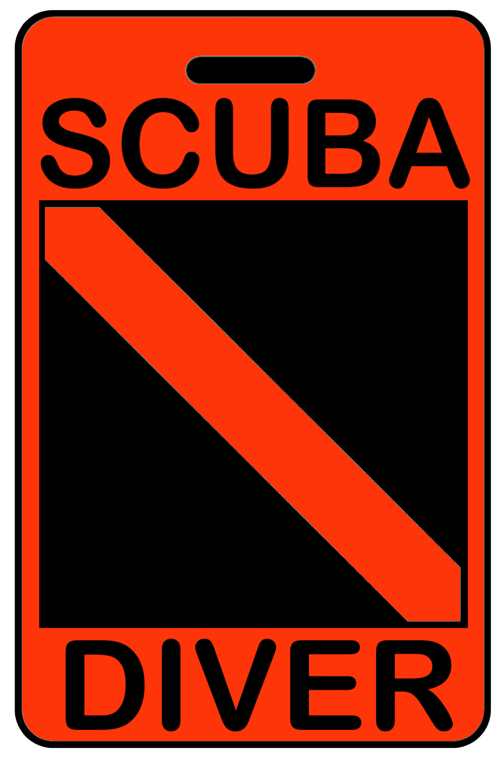 Hi-Viz Orange "SCUBA DIVER" Luggage/Gear Bag Tag - New
