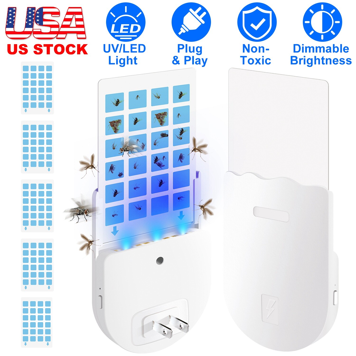 Flying Insect Trap Mosquito Killer Fly Catcher Glue Boards for Bedroom Kitchen