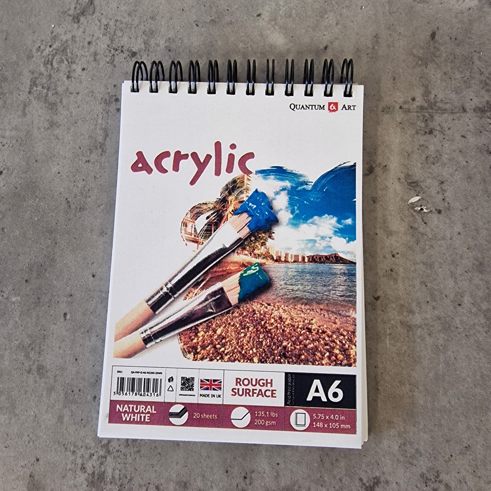 A6 Acrylic Rough Surface Ring Binder Pad White Rough Surface 200gsm 20 Sheets UK