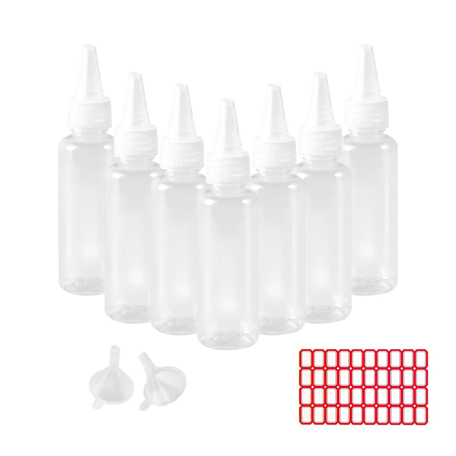 8-Pack 2oz Plastic Squeeze Bottles with Caps, Reusable for Paint, Lotion, Glue,
