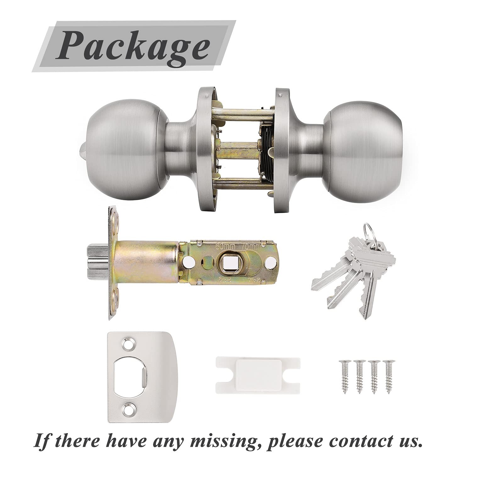 Probrico Brushed Nickel Entry Door Knobs Combo Pack, 6 6