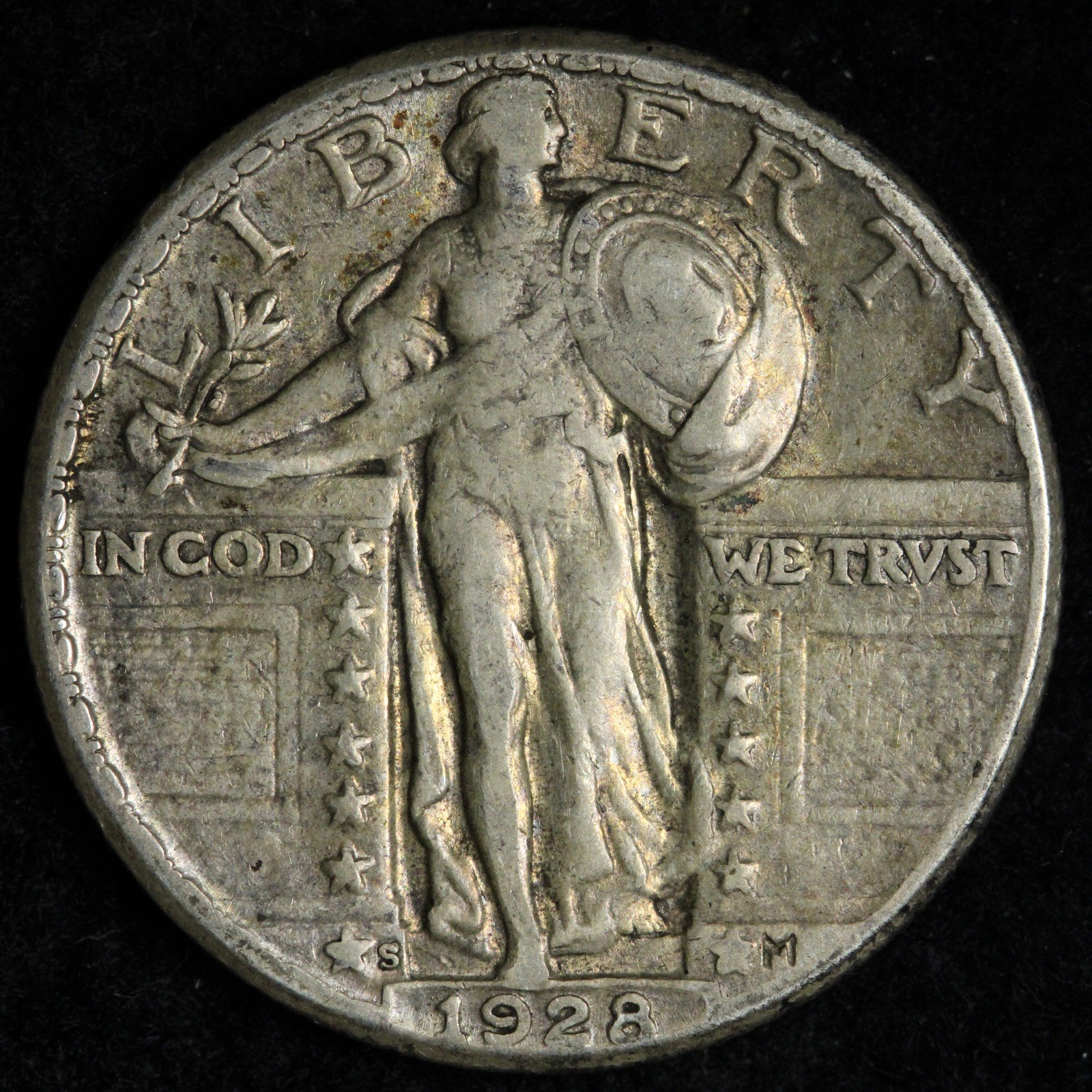 1928-S Standing Liberty Silver Quarter AU E305 KRCF
