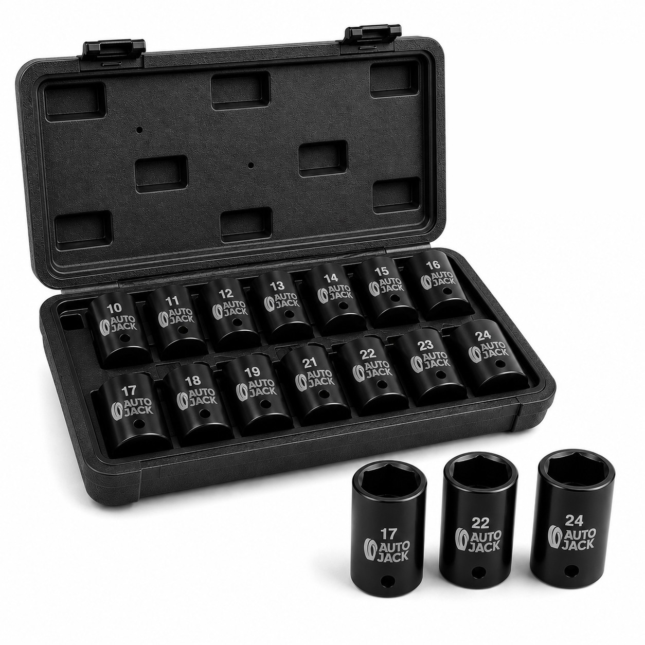 Impact Socket Set 13pc Metric 1/2in Drive 10–24mm CrV 6 Point Phosphate Case