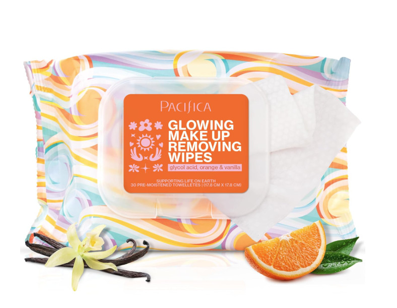 Pacifica Glowing Makeup Remover Wipes – With Glycolic Acid Vegan 30 Pack