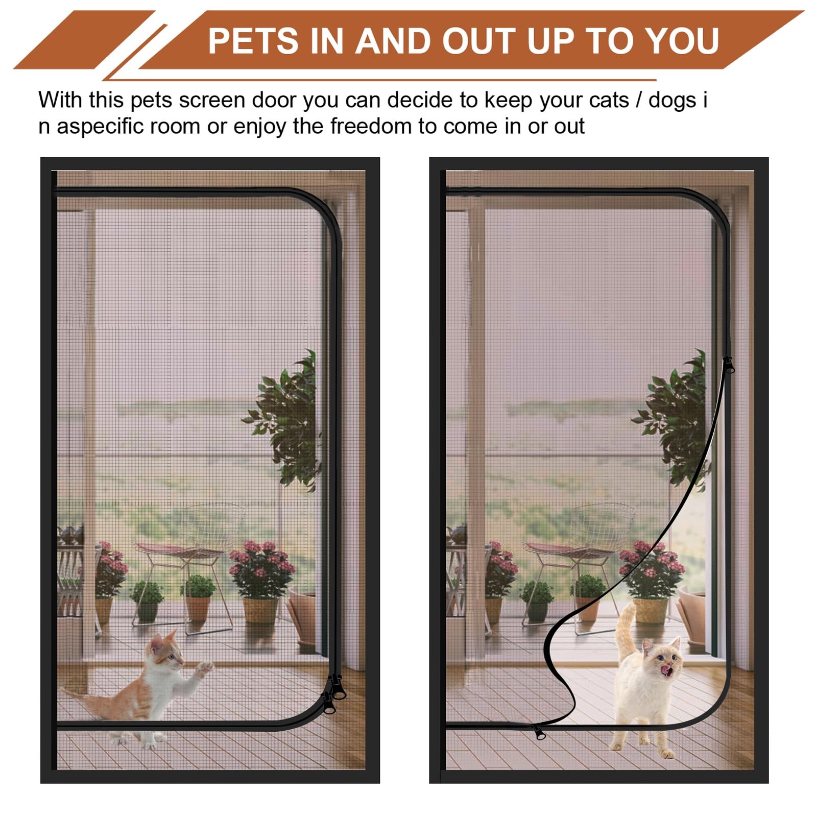 Upgraded Reinforced Cat Screen Door Fits Door Size 36''x 80'', Heavy Duty Pet...