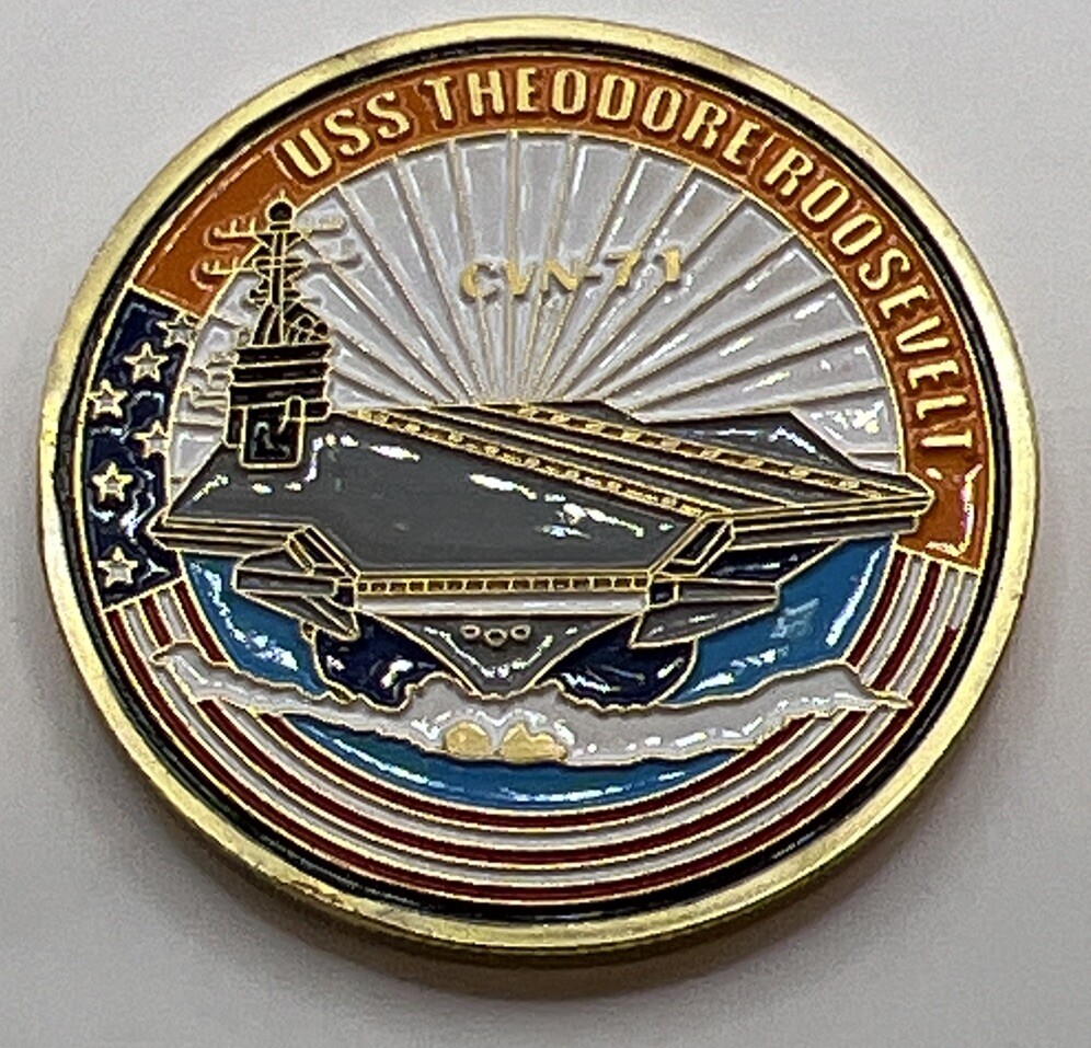 * US Navy Challenge Coin, USS THEODORE ROOSEVELT CVN-71 New USA Aircraft Carrier