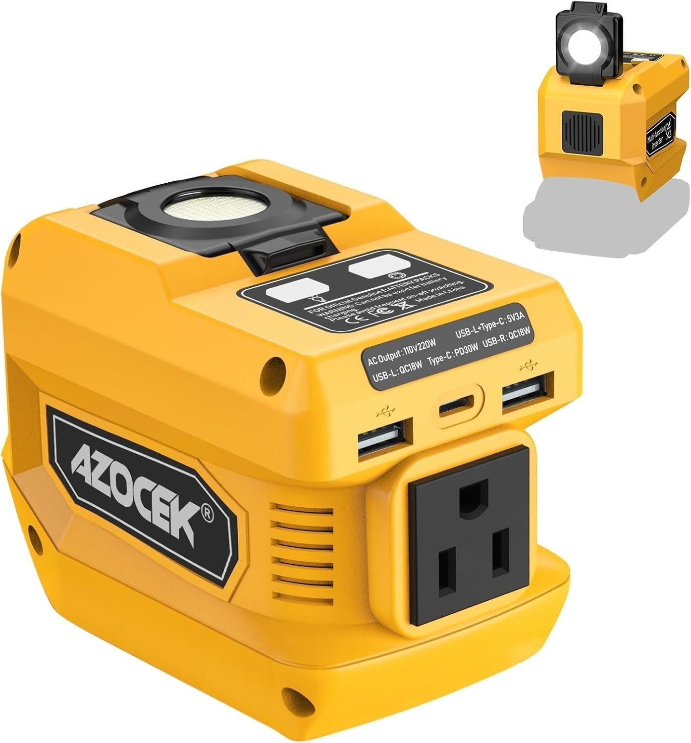 Portable Power Station for DeWalt 20V Battery 220W Inverter AC Outlet PD USB C