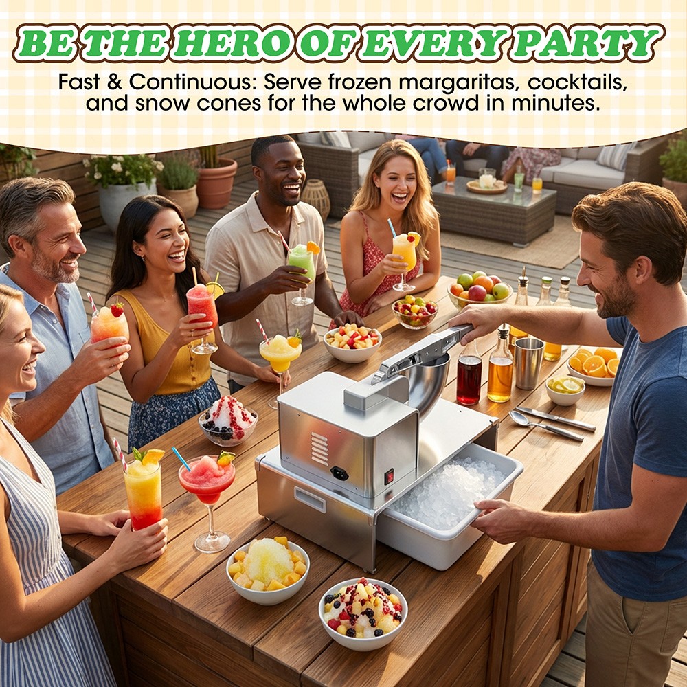 Commercial Shaved Ice Machine - Electric Snow Cone Machine, Suitable for Party