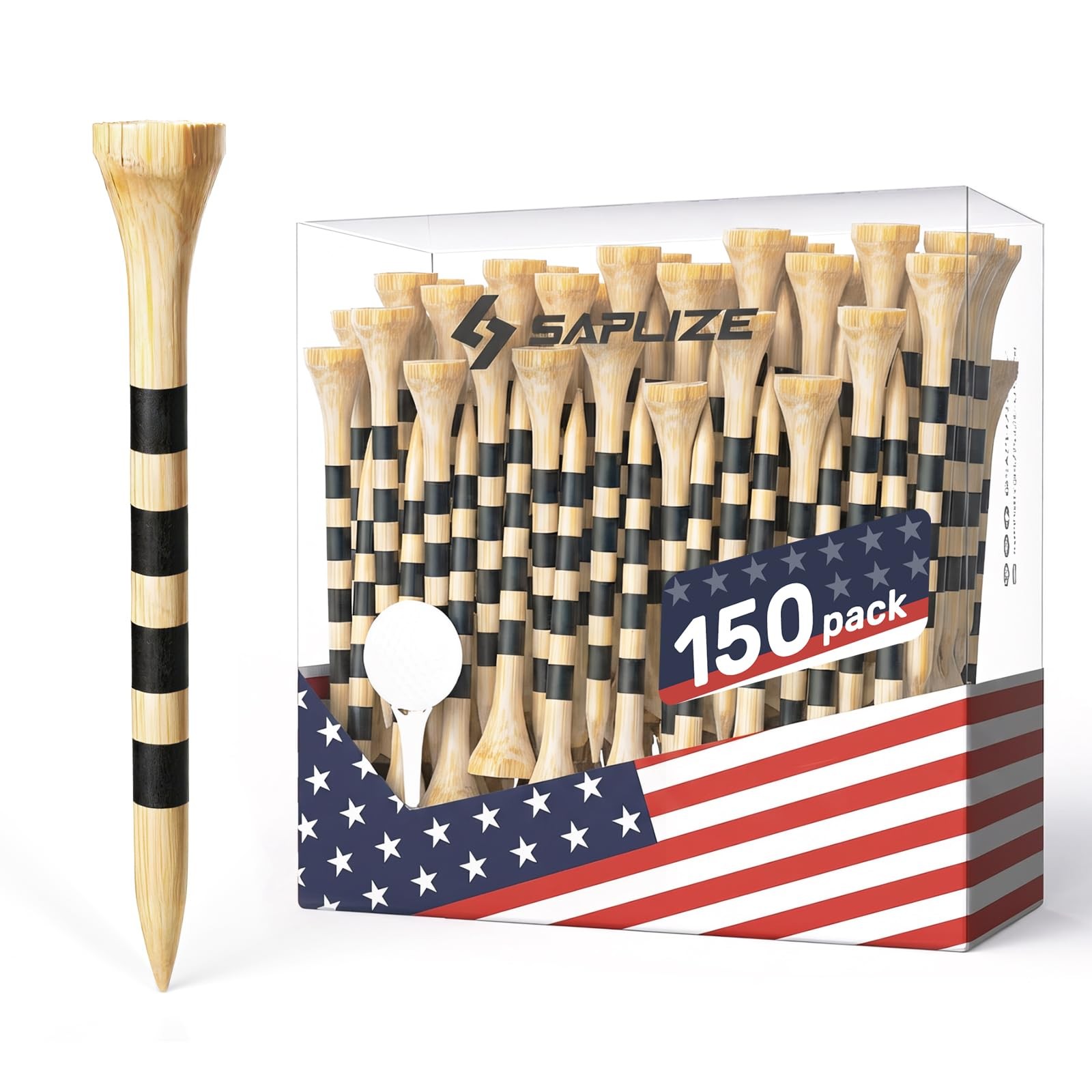 Bamboo Golf Tees Pack of 100 or 150, Four Size Options 3-1/4", 2-3/4", 2-1/8"...