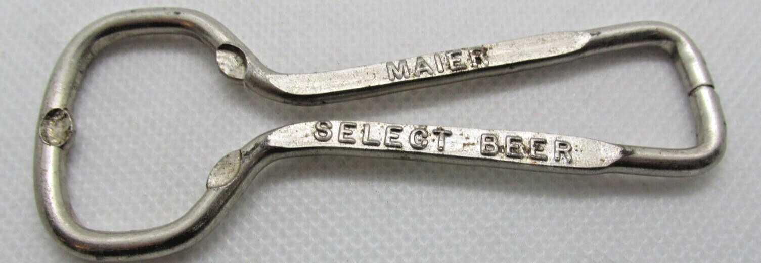 Vintage Maier Select Since 1875 Beer Bottle Cap Opener Metal Barware 3"