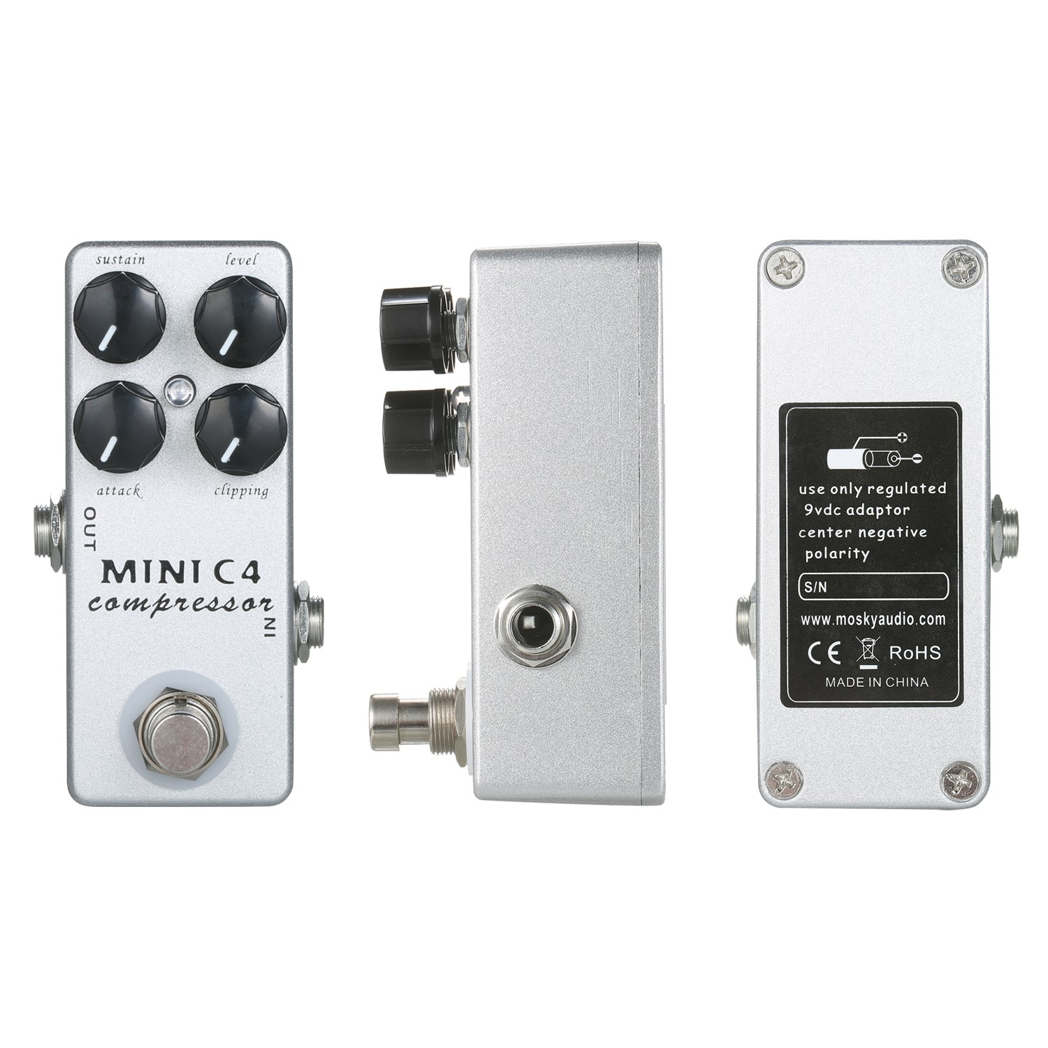 Mosky Compressor Guitar Effect Pedal Sustain Level Attack Clipping Control Knob